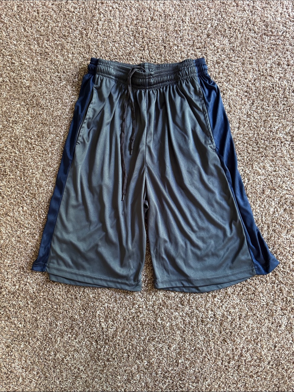 🩳 Grey with Navy Side-Panel Athletic Shorts